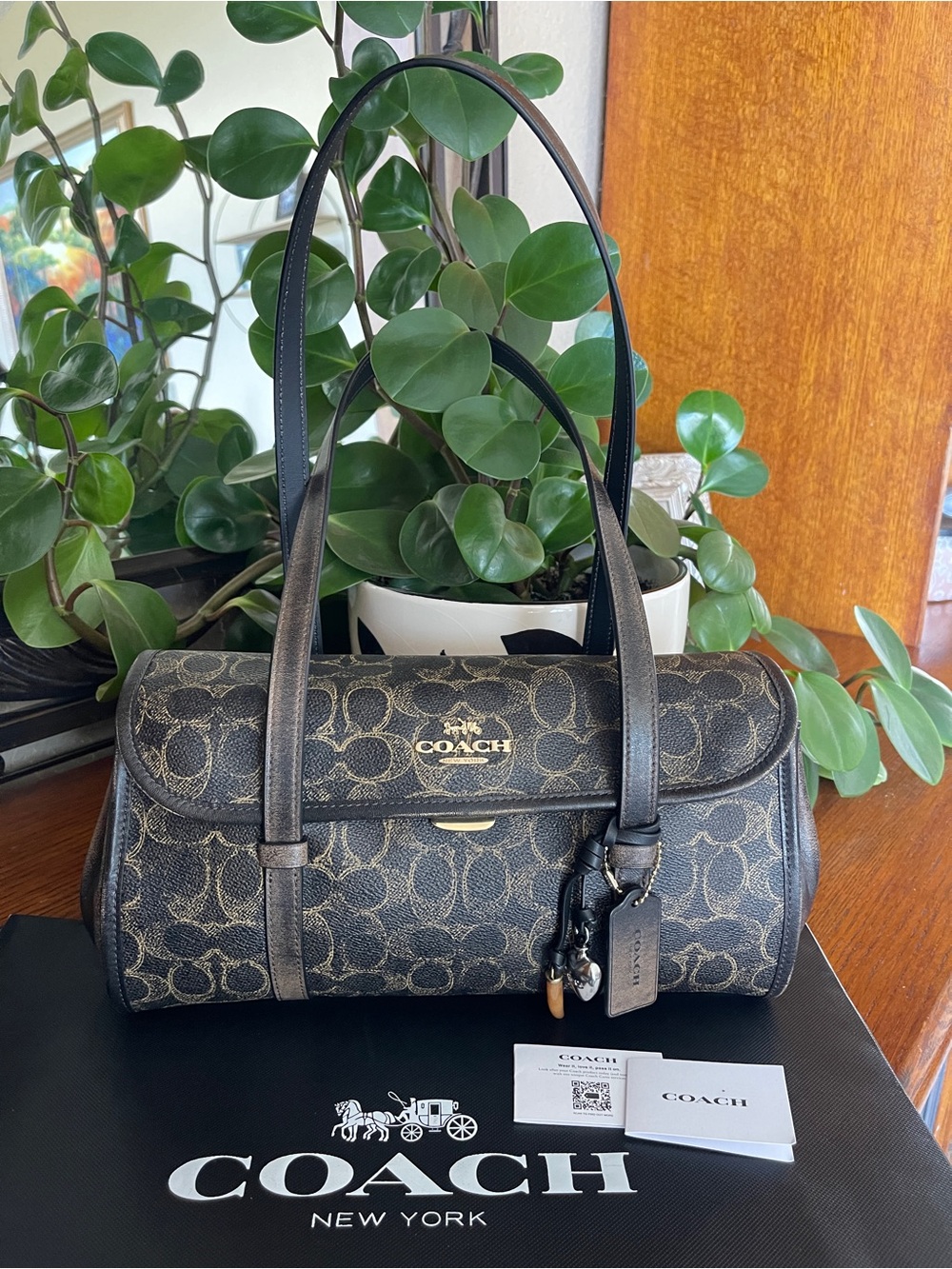 NWOT Coach Bridget Flap Shoulder Bag in Loved Canvas with Charms